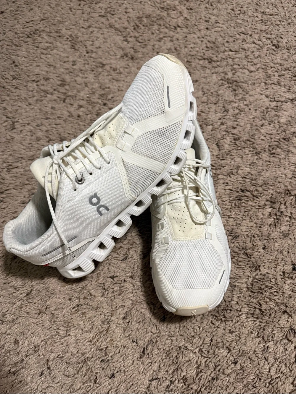 On Running Men's White/Off-White Cloud Athletic Sneakers